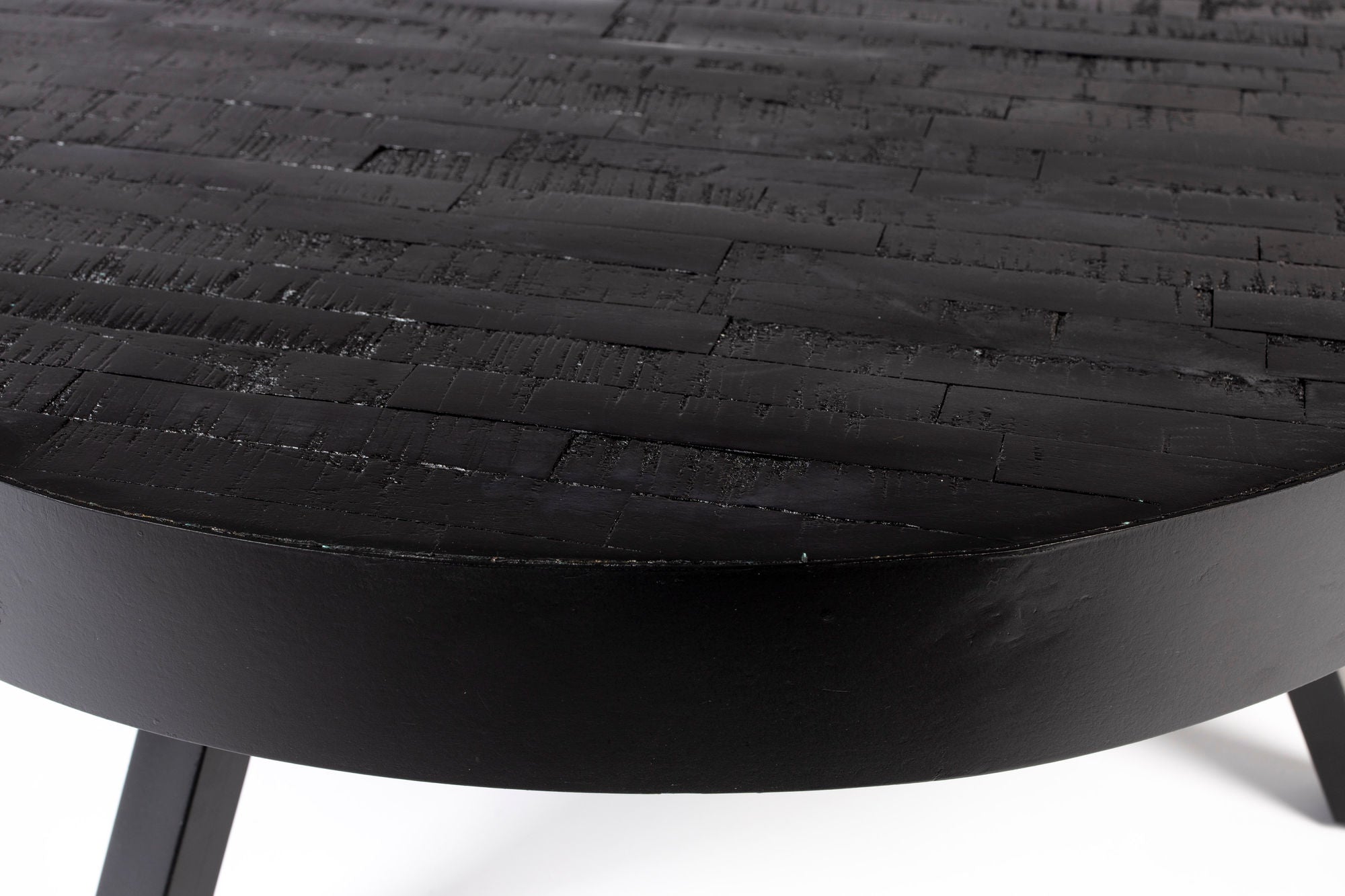 Suri Black Teak Wood Round Coffee Table Large